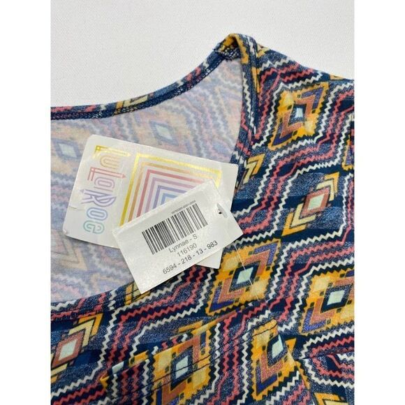 LuLaRoe Lynnae Long Sleeve Blue Yellow‎ Diamond Pattern Small NEW - Picture 5 of 5